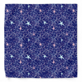 Bandana Azul-rosa estrelas de água azul escuro
