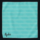 Bandana Azul-turquesa azul Nome personalizado Cachorro Ban<br><div class="desc">Turquesa Azul Brilhante Linhas Azuis Nome Personalizado Cão Bandana</div>