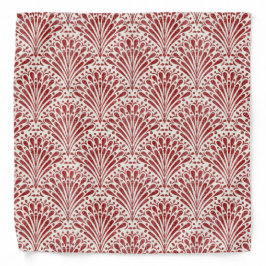 Bandana Boêmia Desenhada à Mão, Scallops, Vermelho em Crem