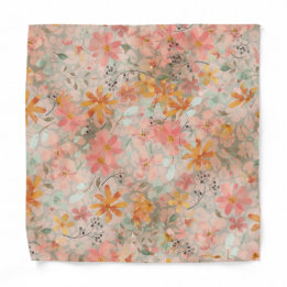 Bandana Bonita Peach Summer Floral Pocket Handkerhead