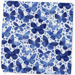 Bandana Borboletas Aquarela<br><div class="desc">Pintura de borboletas de cor azul-indigo e branca.</div>
