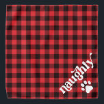 Bandana Cachorro de Natal travesso Vermelho<br><div class="desc">Esta bandana apresenta flanela vermelha rústica e uma fonte retrô divertida com a metade "travessa" do malvado e agradável. Faz a bandana de Natal perfeita para o seu cão ou gato.</div>