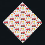 Bandana Caminhão de Fogo<br><div class="desc">Esta bandana é perfeita para seu amigo de quatro patas. A design apresenta um caminhão de bombeiros vermelho com um dalmata no assento do motorista.</div>
