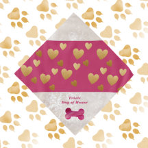 Cão de Honra Dourada e Fuchsia Paw Imprime Casamen