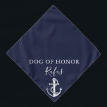 Bandana Casamento Náutico marinho Blue Pet Dog Anchor<br><div class="desc">Uma bandana náutica super fofa apresentando uma âncora de náutica que você pode personalizar com o nome do seu cão e o seu papel de honra no seu dia especial. Projetado por Thisnotme©</div>