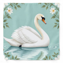 Cisne branco elegante floral azul
