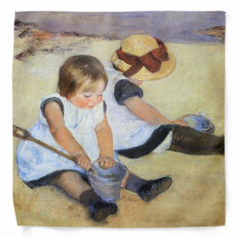 Bandana Crianças Jovens Jogando na Praia (Mary Cassatt)