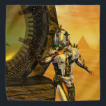 Bandana CYBORG TITAN,DESERT HYPERION Science Ficfi<br><div class="desc">Imagem de ficção artística e brilhante em cores amarela,  verde,  castanha,  branca. Titan cyborg da Hyperion com sua vibrante carapaça metálica cromática reflexiva em um ambiente surreal com pirâmides,  sol quente,  deserto semelhante a uma paisagem egípcia,  quadro de animação do filme 3D Hyperion World .</div>