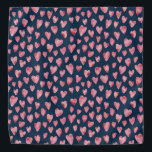 Bandana do Coração Azul e Rosa do marinho<br><div class="desc">Design de Coração Cor-de-Água Rosa em fundo azul escuro. Outras cores disponíveis. Entre em contato comigo para obter informações sobre personalização e solicitações especiais. c) Zoe Chapman Design</div>