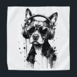 Bandana fones de ouvido de cães legal Coroa preta e tinta<br><div class="desc">Aumente o estilo com este ousado e artístico design de cães. Apresentando fones de ouvido vestidos de filhotes refrigerados,  esta ilustração esplêndida a preto e branco combina música,  atitude e arte moderna. É perfeita para qualquer um que ama cachorros,  batidas e debochados,  trabalho de arte expressivos.</div>