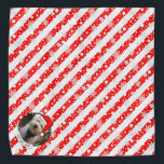 Bandana Foto personalizada Santa Hat Pet HO HO<br><div class="desc">Chapéu Natal do Papai Noel - Quadro divertido com um chapéu de Papai Noel. HO HO HO! Copyright © Angi Laframboise. Modelo de foto de feriado,  bonito,  colorido. Presentes personalizados de Natal para animais de estimação.</div>