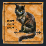 Bandana Fotografia de Pet de Gato Negro Halloween | Orange<br><div class="desc">O texto, "meow meow meow", à esquerda, tem um modelo de texto; assim, você pode opcionalmente mudar o texto para suas próprias palavras, nome, iniciais ou monograma. Este tema do Dia das Bruxas usa fotografia de um gato preto com realces laranja, olhos amarelos e um fundo laranja-grunge para colocá-lo no...</div>