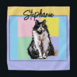 Bandana Gato Tuxedo Pastel Gatos Mulheres Pastel Pet<br><div class="desc">Tabby Gato Gato Pastel Lavanda Roxo Cores Padrão Crianças Meninas/Boys Kitchen Apron,  com um nome totalmente personalizável. Projetado a partir da minha ilustração original do gato.</div>