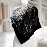 Bandana Glam Black Silver Glitter Monograma<br><div class="desc">Glitter Elegante Monograma Bandana de Prata Negra Glam. Personalize facilmente esta moda design de bandana chic com elegante brilho prateado em fundo preto. O design apresenta seu monograma manuscrito com toalhetes bonito e nome.</div>