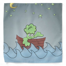 Grimacing Broccoli em um barco no mar à noite