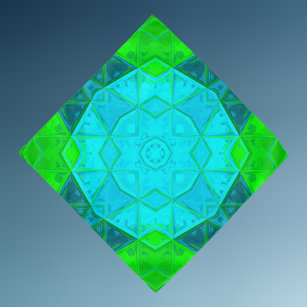Bandana Kaleidoscope Quadrado de mosaico Verde e Azul