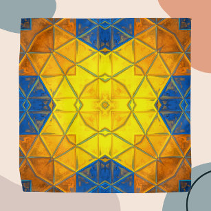 Bandana Kaleidoscópio Quadrado Amarelo e Azul