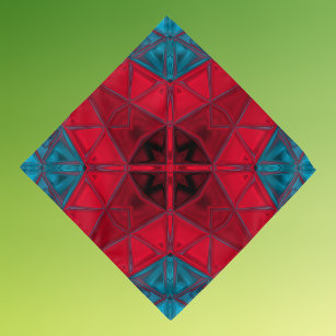 Bandana Kaleidoscópio Quadrado Vermelho e Azul
