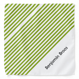 Bandana Listras verdes e brancas de nome personalizado