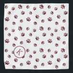 Bandana Monograma de impressão de padrão com pintura brilh<br><div class="desc">Mostre o quanto você ama os animais com essa bela pata de ouro-rosa com pata de cintilação padronizada com seu monograma ou inicial. Aposto que o seu animal de estimação vai ficar adorável vestindo-o também!</div>
