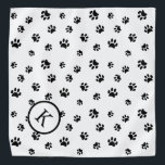Bandana Monograma de impressão de padrão em tela preta<br><div class="desc">Mostre o quanto você ama os animais com esta bela bandana com estampas pretas. Também parece incrível com outros fundos mais leves. Aposto que seu animal de estimação vai ficar adorável vestindo-o!</div>