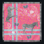 Bandana Na moda Moderna Banda Azul Cor - de - laranja Cor<br><div class="desc">Na moda e bandiana moderna do chiffon apresentam um design eclético da boêmia com zebras,  borboletas,  impressão leopardo e contornos florais em rosa fluo,  laranja e azul e uma elegante borda de padrão de cheque preto e branco. Desenvolvido exclusivamente para você pelo Happy Dolphin Studio.</div>