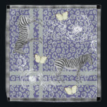 Bandana Na moda Moderna Cinza Azul Escuro Eclético Escuro<br><div class="desc">Na moda e bandiana moderna do chiffon apresentam um design eclético da boêmia com zebras,  borboletas,  impressão leopardo e contornos florais em azul escuro e cinzas e uma elegante borda do padrão de cheque preto e branco. Desenvolvido exclusivamente para você pelo Happy Dolphin Studio.</div>