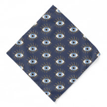 Olho Mau grego com traços azuis Dourados