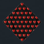 Bandana Padrão cardíaco vermelho em preto<br><div class="desc">Padrão cardíaco vermelho em preto</div>
