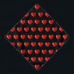 Bandana Padrão de coração vermelho em preto<br><div class="desc">Padrão de coração vermelho em preto</div>