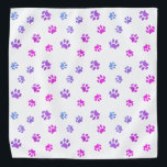 Bandana Padrão de impressões de pata azul roxa<br><div class="desc">Mostre o quanto você ama os animais com esta bandana giro e roxa,  rosa e azul com padrão de pata. Aposto que o seu animal de estimação vai ficar adorável vestindo-o também!</div>