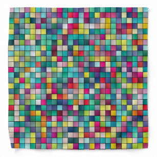 Bandana Padrão de quadrados geométricos coloridos