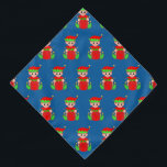 Bandana Padrão do Elf de Natal no Azul<br><div class="desc">Padrão do elfo de Natal em fundo azul.</div>