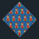 Bandana Padrão do Elf de Natal no Azul<br><div class="desc">Padrão do elfo de Natal em fundo azul.</div>