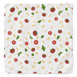 Bandana Pasta Red Tomato Green Basil em branco