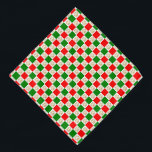 Bandana Pata Verificada Imprime Pet Verde Vermelho de Nata<br><div class="desc">Esta bandana festiva para animais de estimação apresenta um padrão de impressão brilhante dourado fofo em um padrão vermelho e verde.</div>