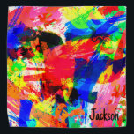 Bandana Pet Personalizado de Abstrato de Aquarela Colorida<br><div class="desc">Um trabalho de expressionismo abstrato, esse design foi criado usando uma paleta aquarela com cores brilhantes, estimulantes... e é personalizado com o nome do seu animal de estimação. Você pode personalizar o texto do nome, editando estilo, tamanho ou cor da fonte. Este padrão de arte moderno e elegante vai ficar...</div>