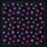 Bandana Púrpura Azul-Rosa Imprime Padrão Preto<br><div class="desc">Mostre o quanto você ama os animais com esta bandana giro e roxa,  rosa e azul com padrão de pata. Aposto que o seu animal de estimação vai ficar adorável vestindo-o também!</div>
