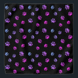 Bandana Púrpura Azul-Rosa Imprime Padrão Preto<br><div class="desc">Mostre o quanto você ama os animais com esta bandana giro e roxa,  rosa e azul com padrão de pata. Aposto que o seu animal de estimação vai ficar adorável vestindo-o também!</div>