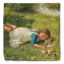 Rapariga Brincando com Pintinhos (Galinha e Galinh