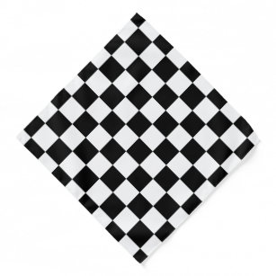 Bandana Retro geométrico em preto e branco dos quadrados v