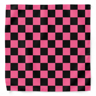 Bandana Rosa quente e preto Checkered