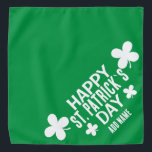 Bandana Ruas Feliz Verde Simples. A tipografia do dia de P<br><div class="desc">Uma bandana verde bonita com uma simples tipografia que diz Ruas Felizes. Dia de Patrick é a bandana ideal para Ruas. Dia de Patrick. Também é ideal como presente para todos os amantes de animais de estimação, amantes de cães, amantes de gatos. Escreva o nome do seu animal de estimação...</div>