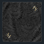 Bandana Script Dourado Botânico Preto do Nome de Pet Perso<br><div class="desc">Pet Name Personalizado Banda Dourada Botânica Preta com um monograma e um nome de script.</div>