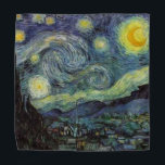 Bandana Starry Night por van Gogh<br><div class="desc">Van Gogh era obcecado pelo simbolismo de objetos luminosos e de cor. A lâmpada era um símbolo de calma e segurança. A estrela simbolizou a fé,  e a luz gasosa,  as realidades humanas. Azul ultramarino profundo era infinito.</div>