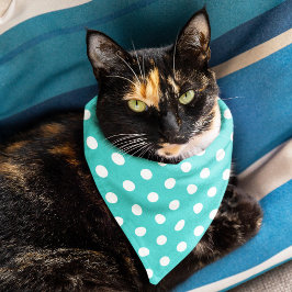 Bandana Turquesa média e Bolinhas brancas