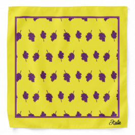 Bandana Uvas roxas personalizadas amarelas