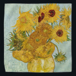 Bandana Vincent Van Gogh - Vase com Doze Girassóis<br><div class="desc">Vase com Doze girassóis / Vase avec douze tournesols - Vincent Van Gogh,  agosto de 1888 - Sunflower 1888 terceira versão (F456)</div>