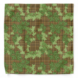 Bandana Vinho verde sobre xadrez marrom-escuro