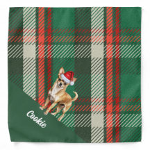 Xadrez Verde Personalizada Chihuahua Dog Natal